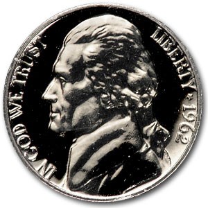 1962 Jefferson Nickel Gem Proof 1962 Jefferson Nickel Gem Proof